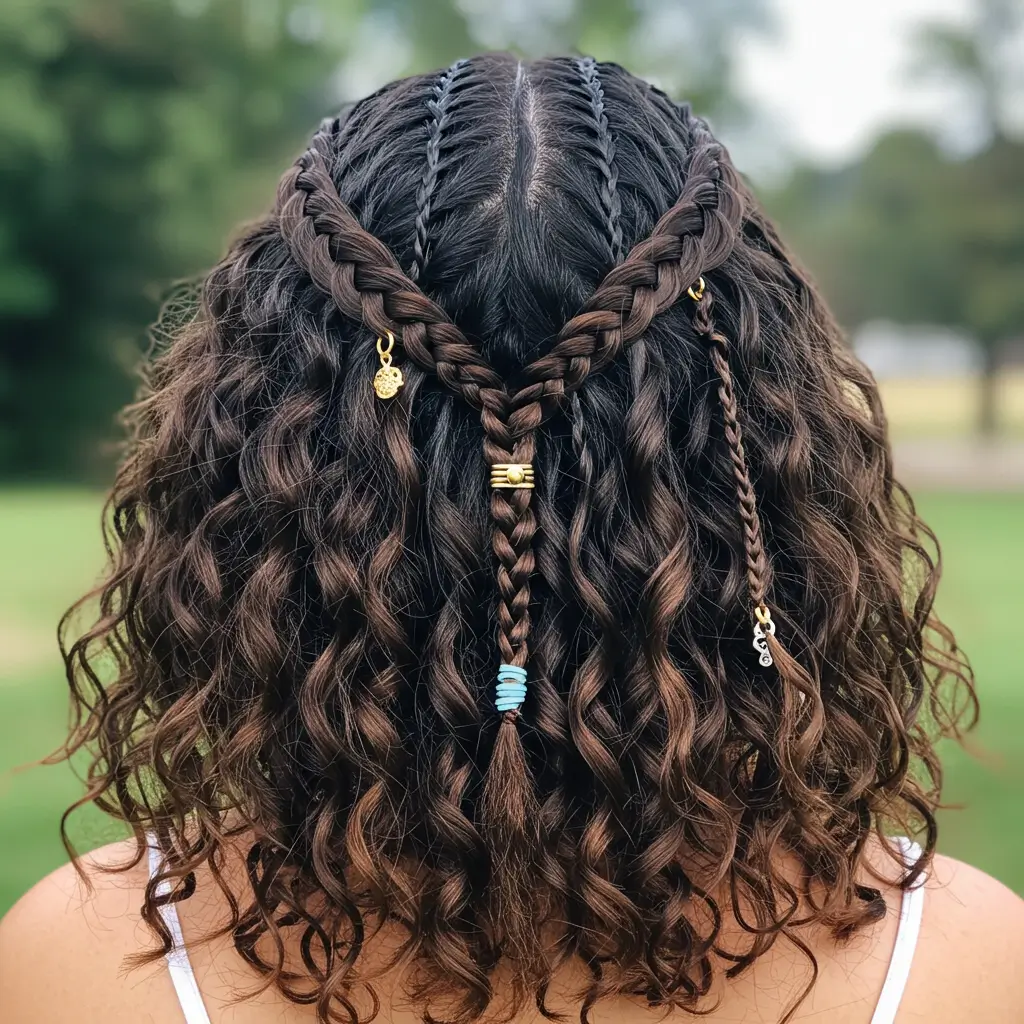 Accent Braids in Loose Curly Styles