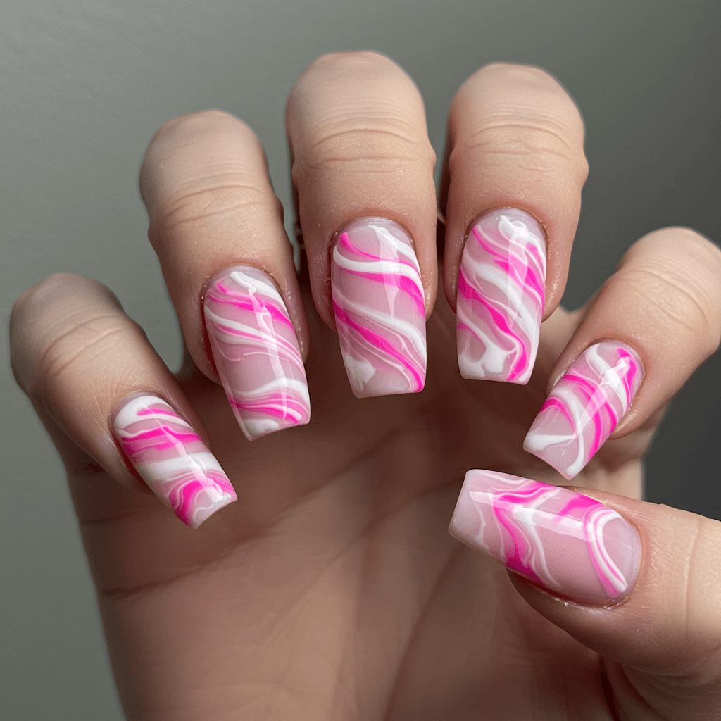 Artistic Pink and White Swirl Design