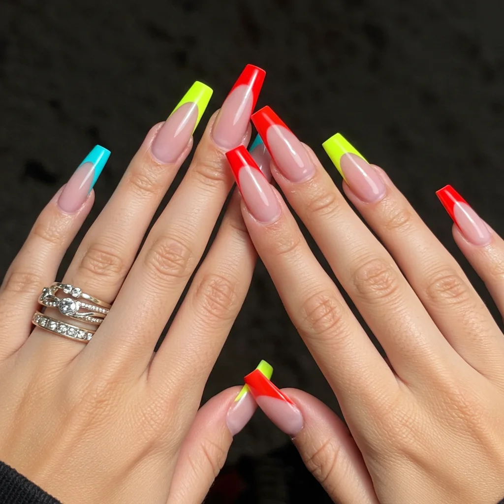 Bold French Tips for Long Nails