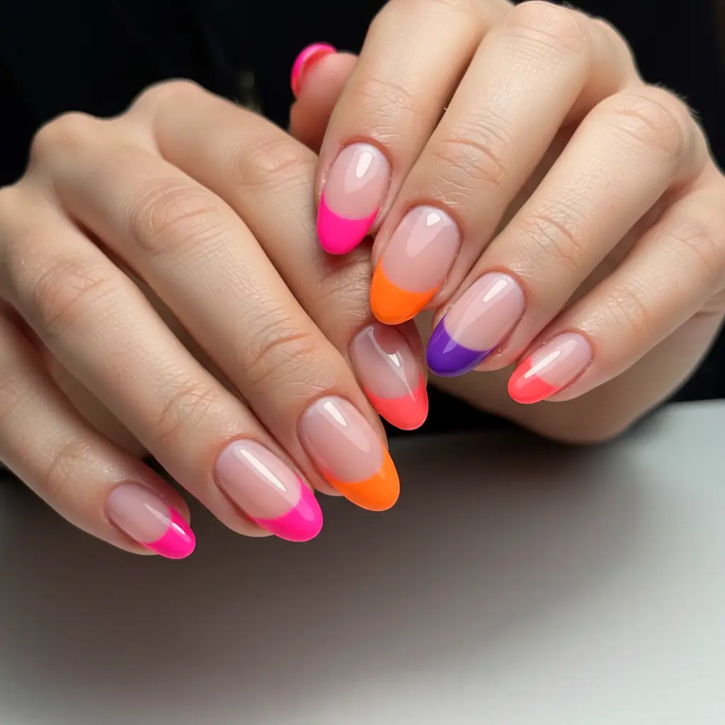 Bold and Bright French Tips