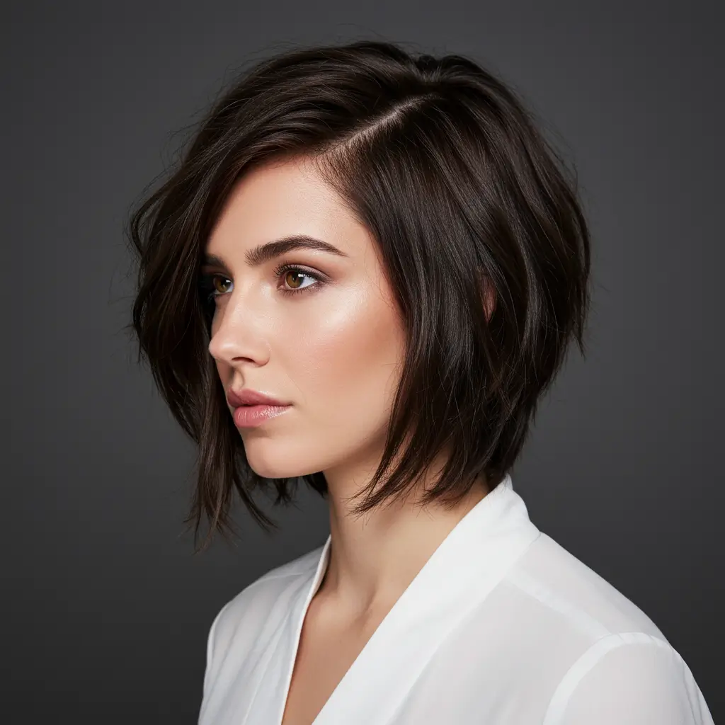 Choppy Lob with Deep Side Part