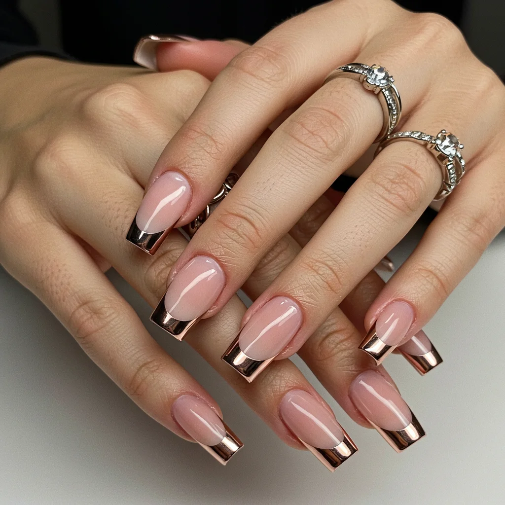 Chrome French Tips for a Futuristic Feel