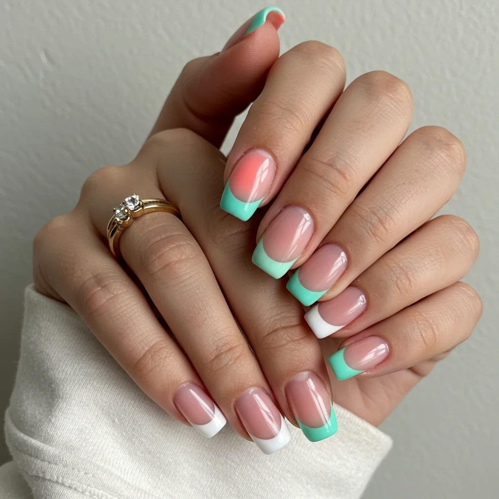 Colored French Tips for a Fresh Twist