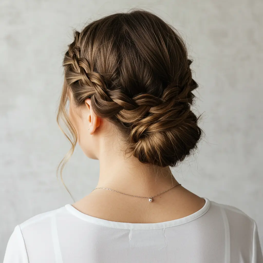 Crown Braid into Low Bun