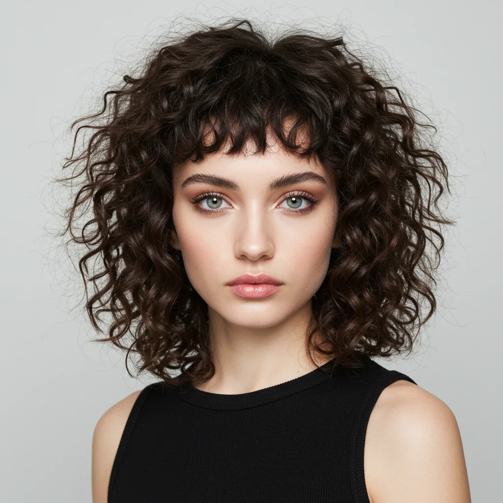 Curly Mullet with Micro Bangs