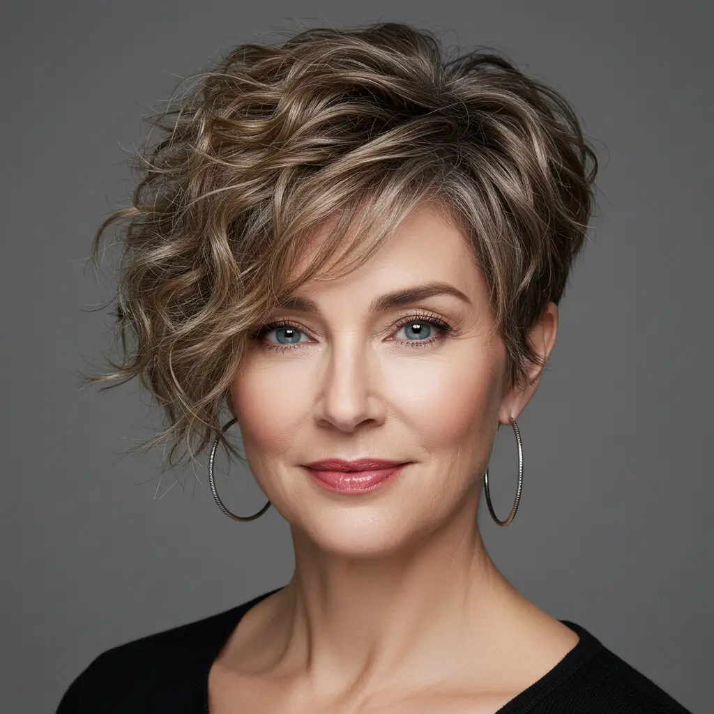 Curly Pixie with Long Front Layers