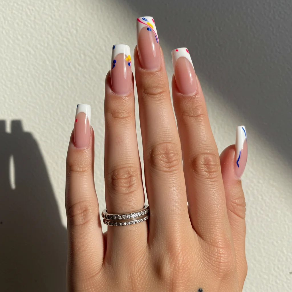 French Tips with Abstract Art