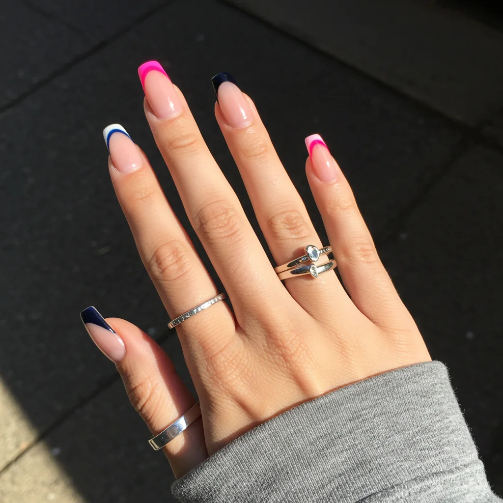 French Tips with Color-Blocked Edges