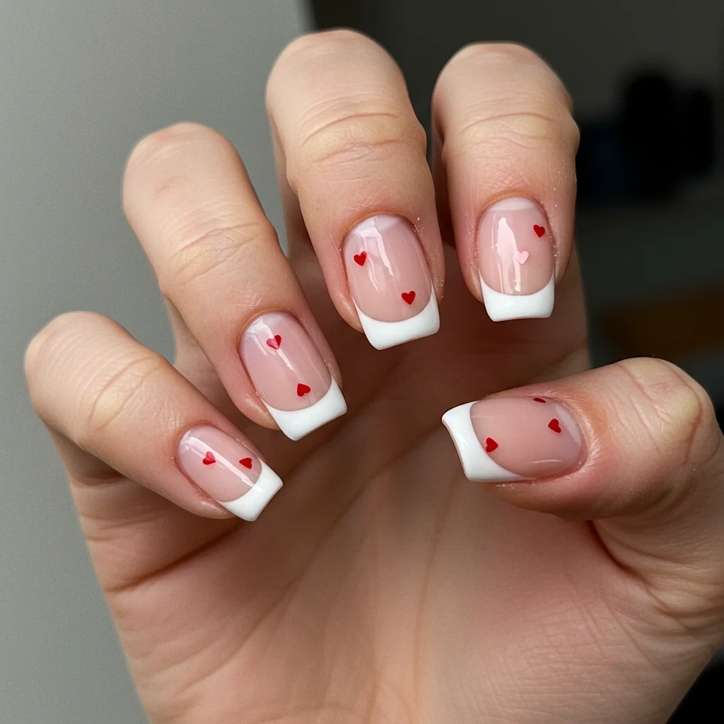 French Tips with Heart Designs