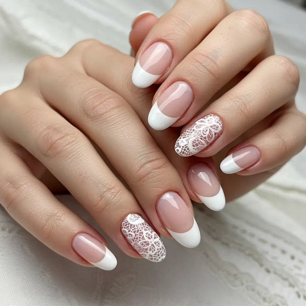 French Tips with Lace Patterns