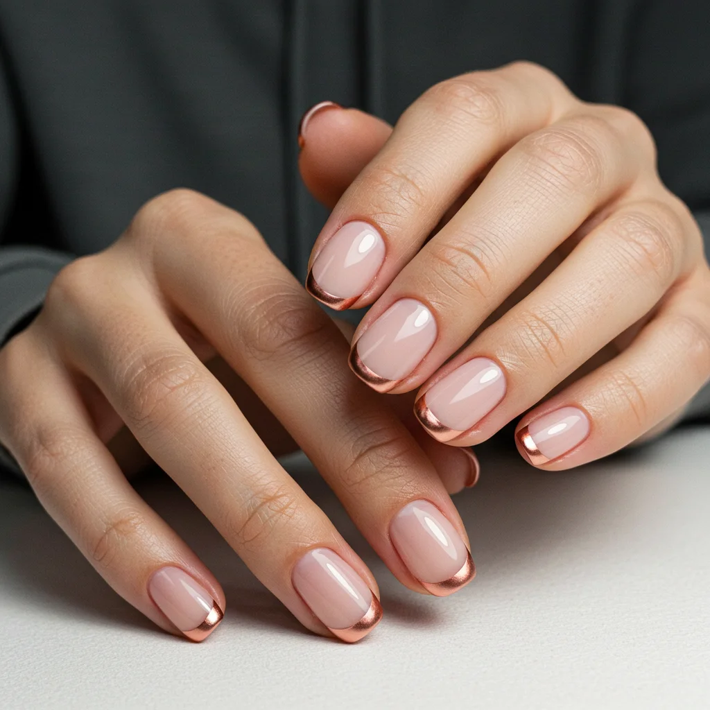 French Tips with Metallic Edges