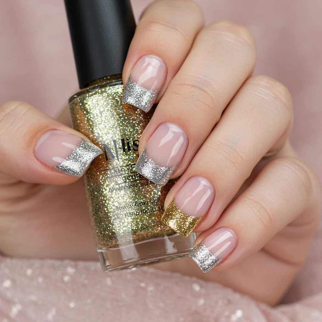 Glitter French Tips for a Glam Look