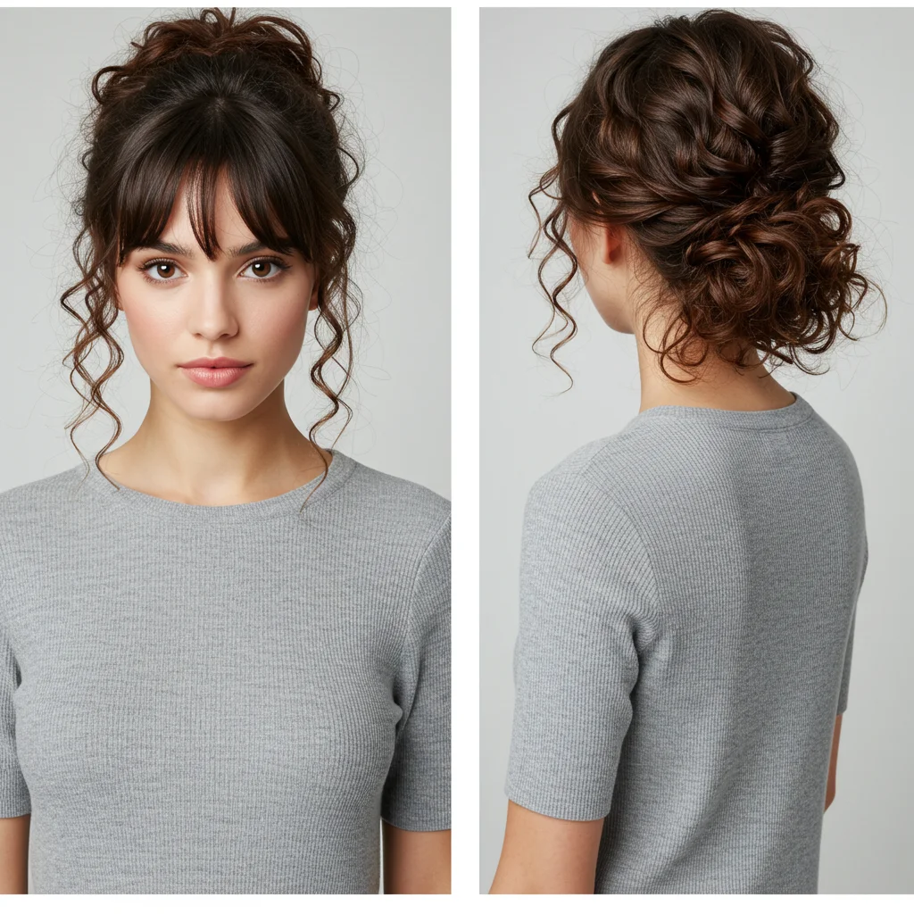 Half-Up, Half-Down with Curly Bangs