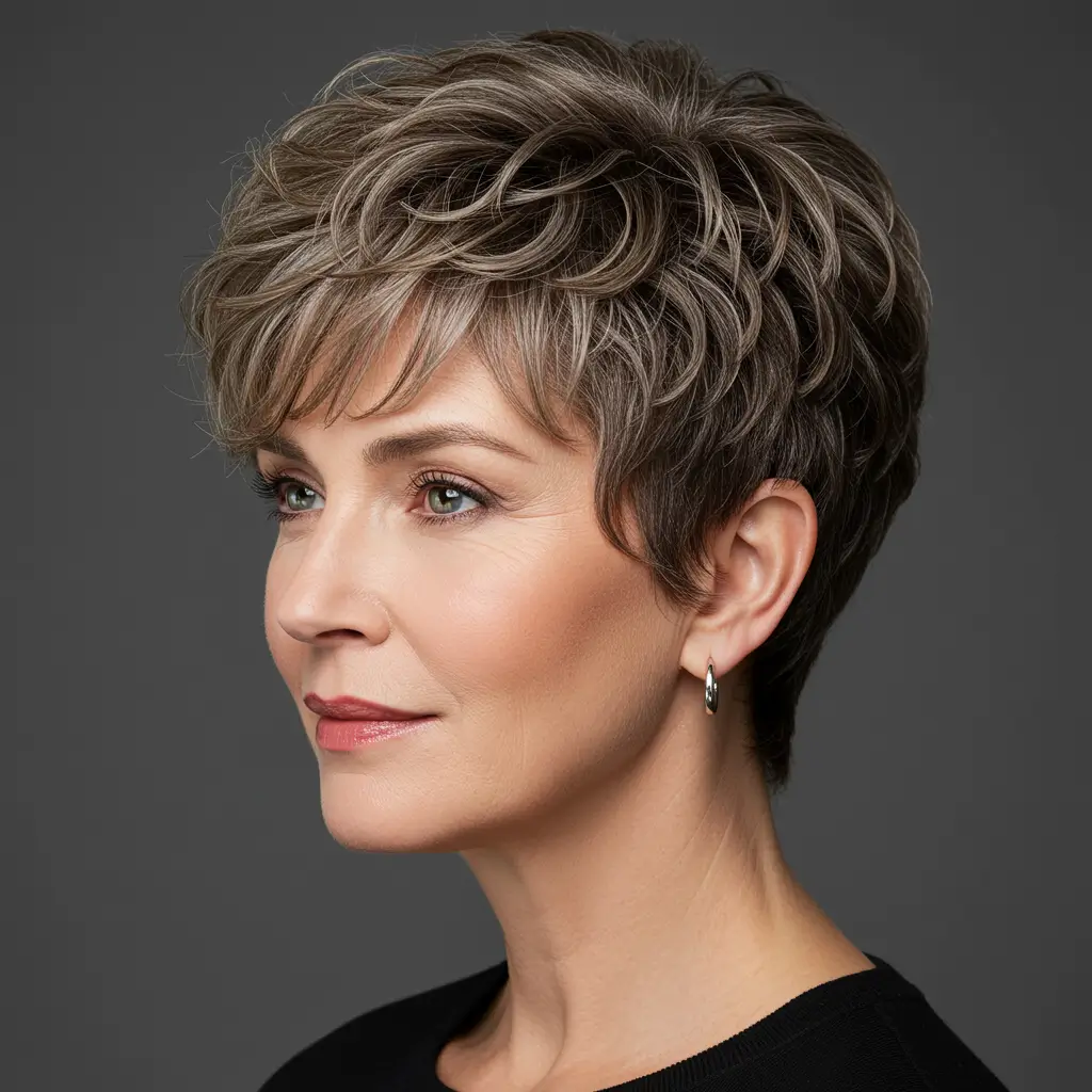 Layered Curly Pixie Cut