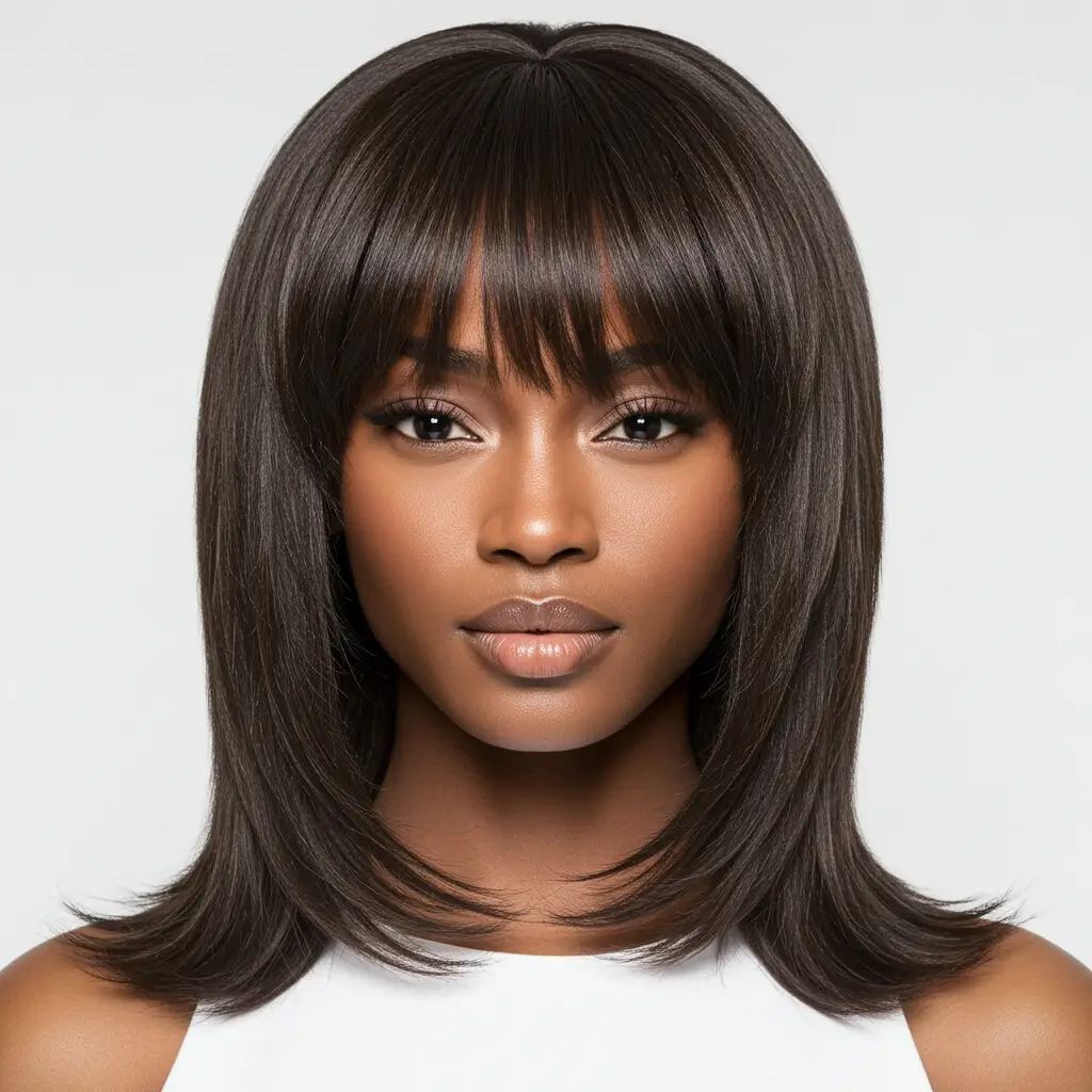 Layered Straight Curtain Bangs