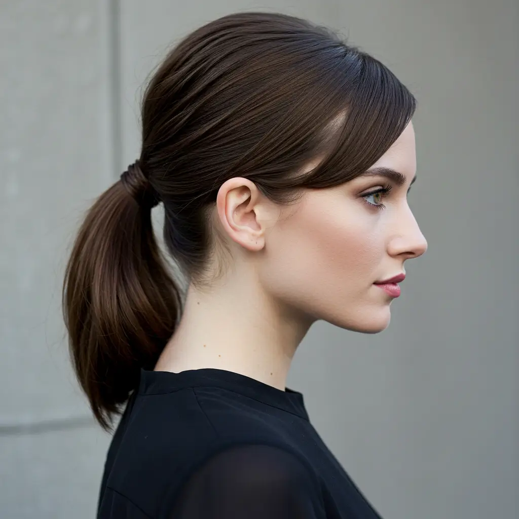 Low Ponytail with a Side Part