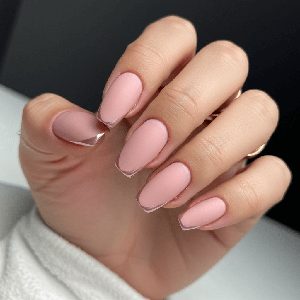 Matte Pastel Pink with Glossy Tips