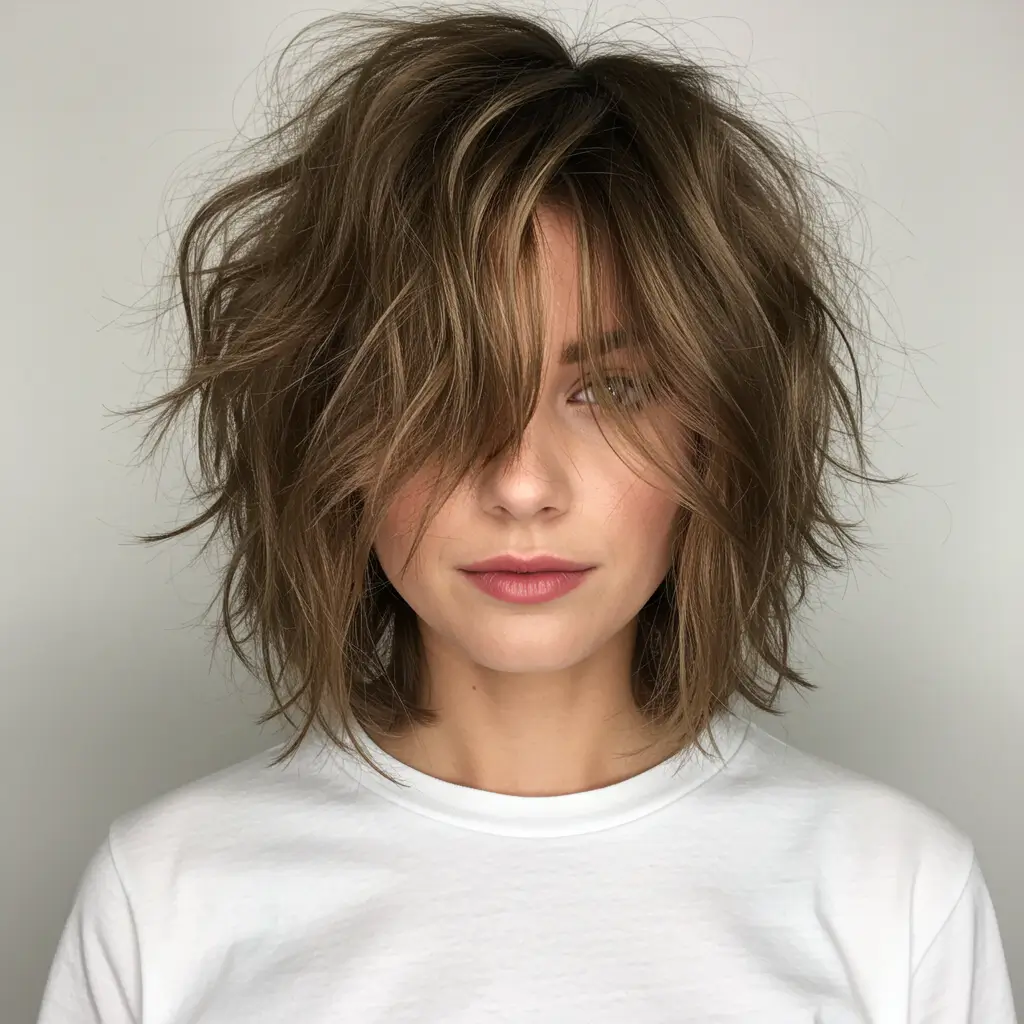 Messy Choppy Lob for Effortless Style