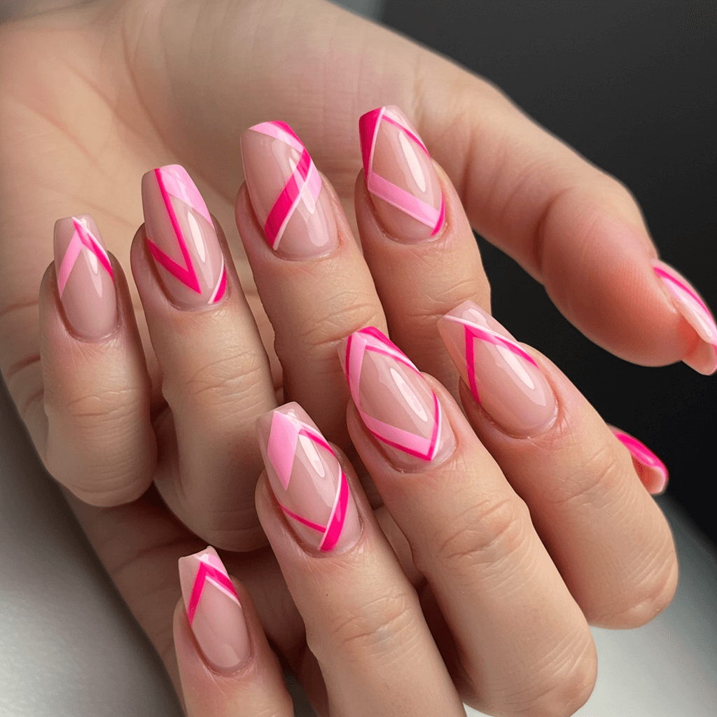 Pink Geometric Color-Block with Negative Space