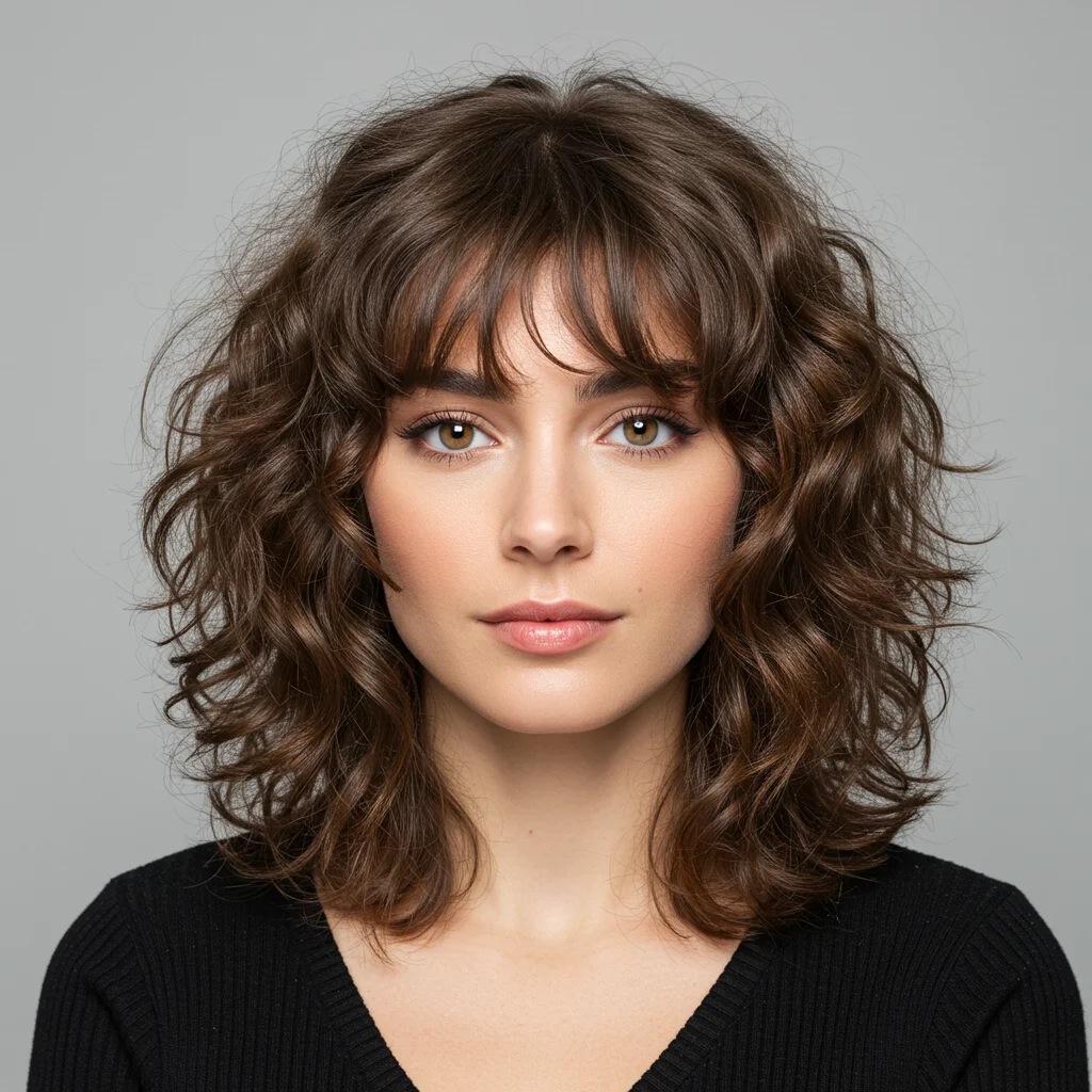 Shaggy Layers with Wispy Curly Fringe