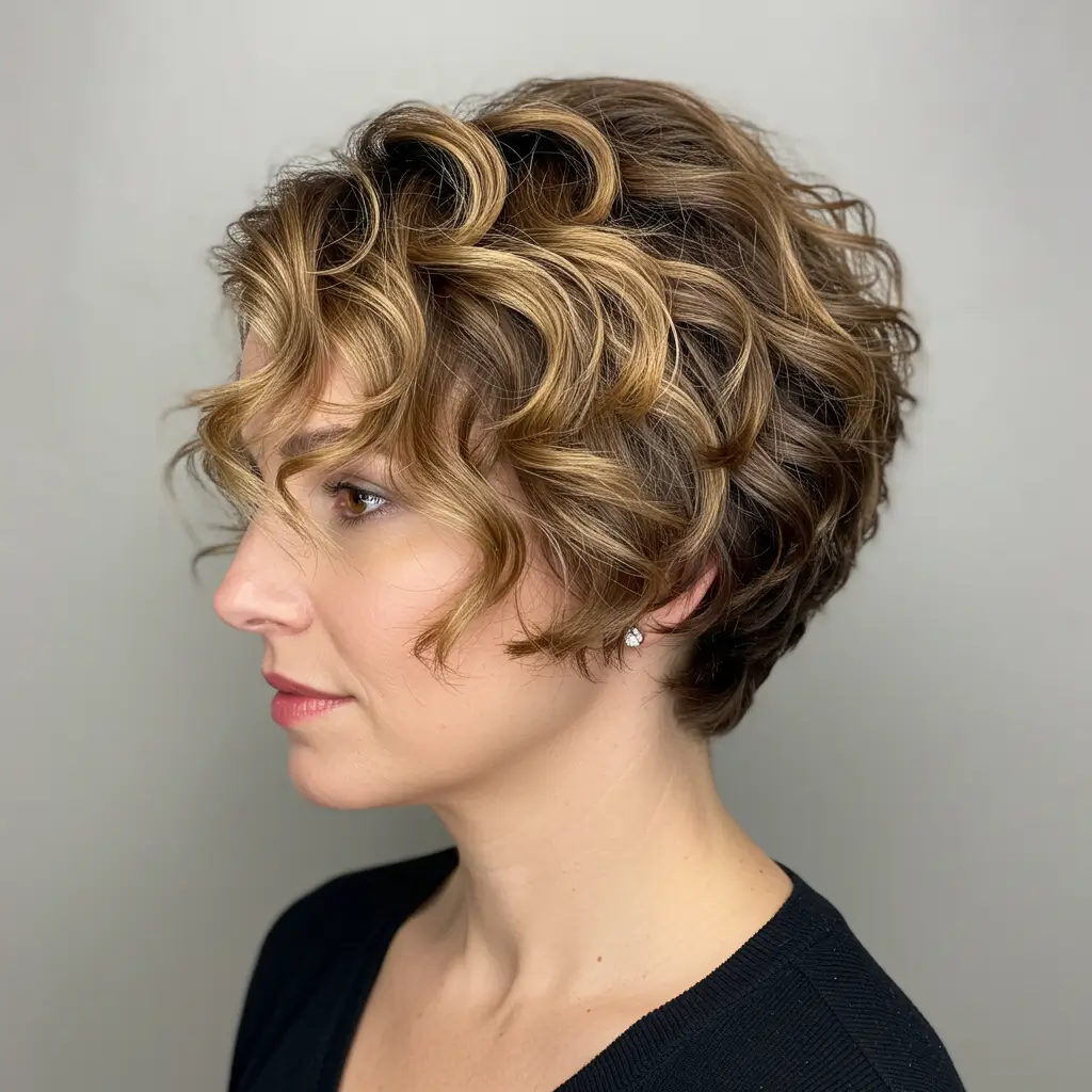 Short Curly Bob with Balayage
