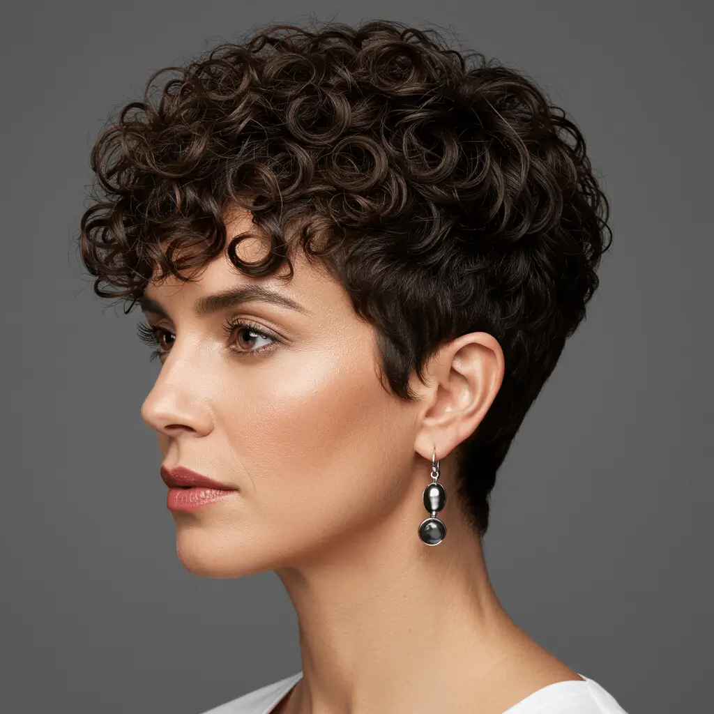 Short Curly Cut with Blunt Ends