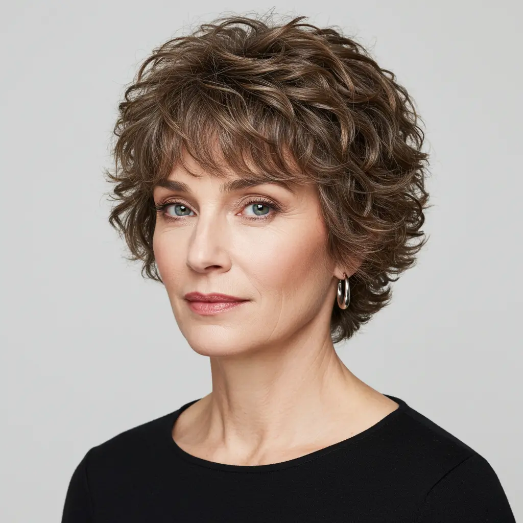 Short Curly Cut with Feathered Layers