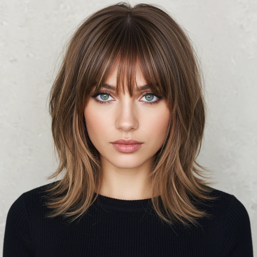 Shoulder Length Cuts with Curtain Bangs