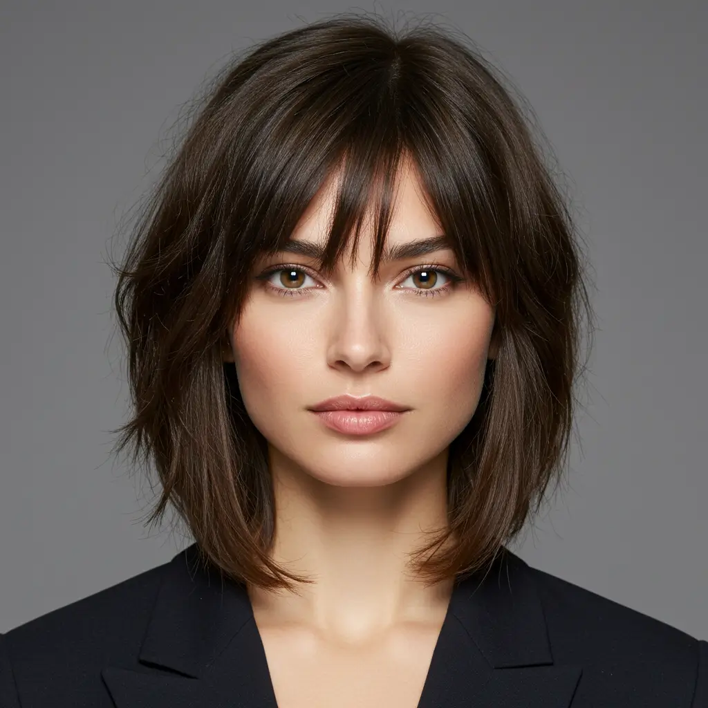 Side-Swept Bangs with Loose Hair