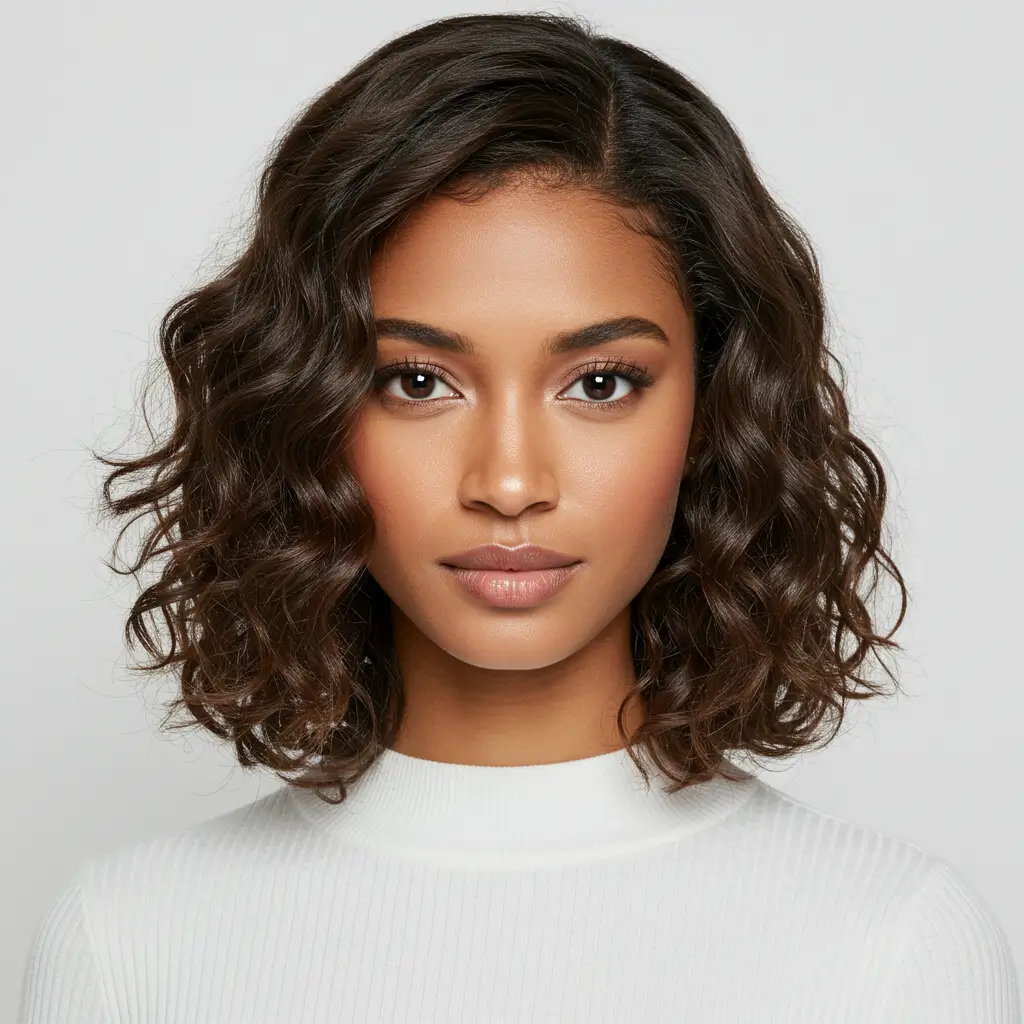 Soft Curls with Side Part
