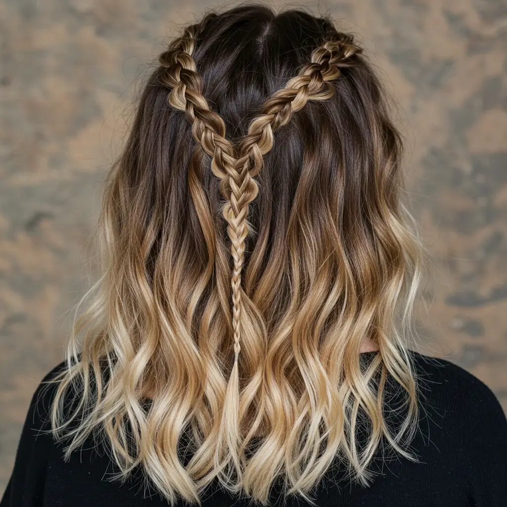 Soft Waves with Braided Accents for a Boho Look