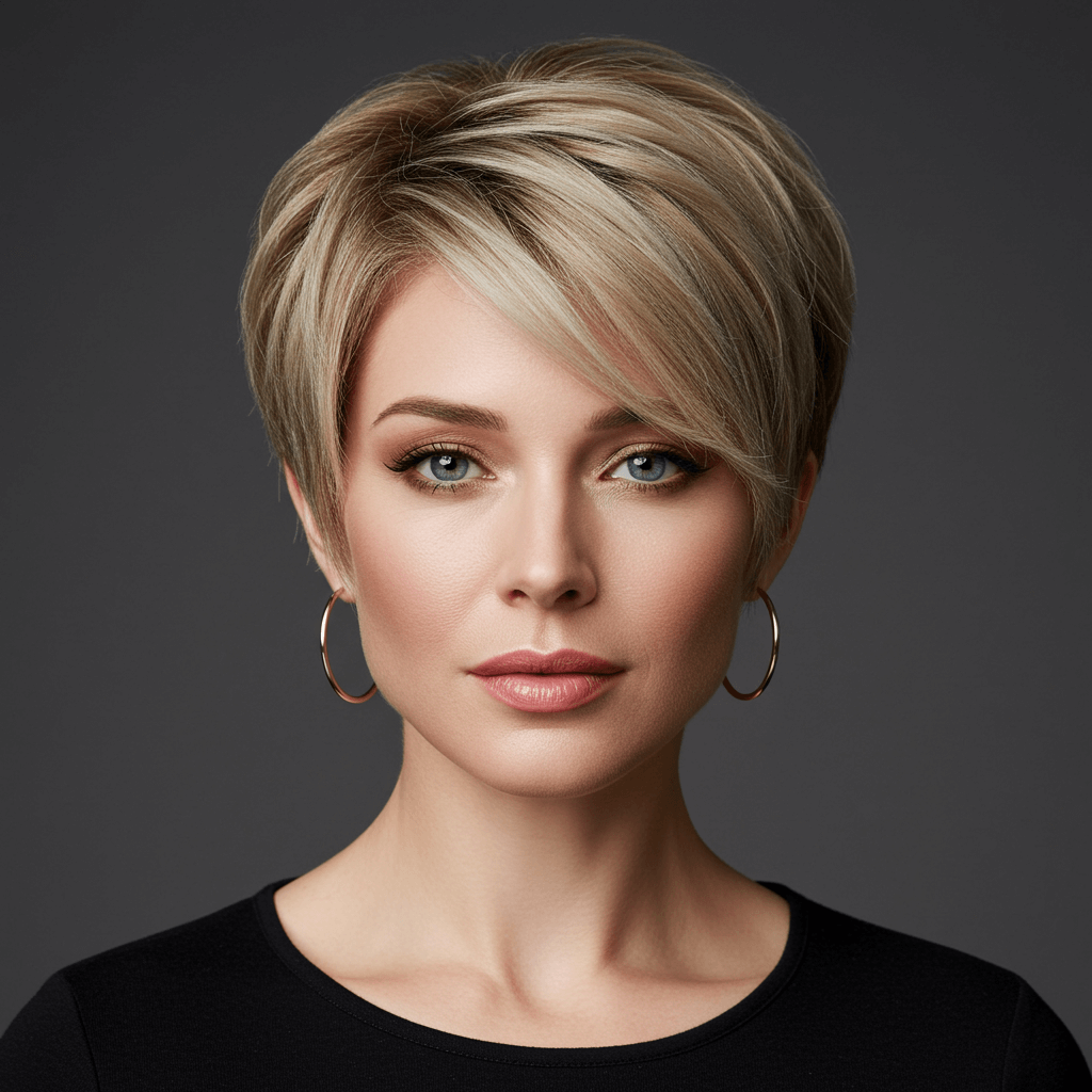 Softening a Square Jawline with a Pixie Bob