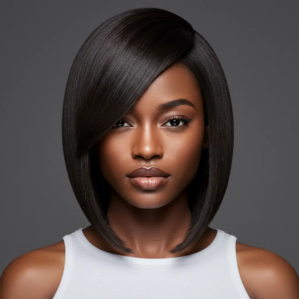 Straight Hair with Angled Cuts