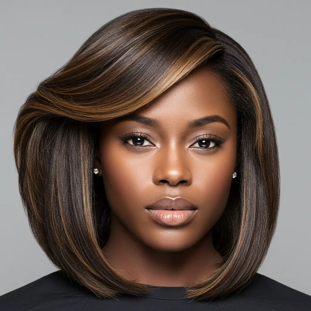 Straight Hair with Face-Framing Highlights