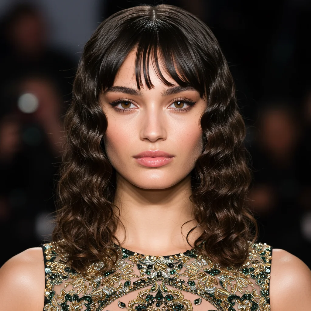 Wet Look Curls with Slicked Bangs