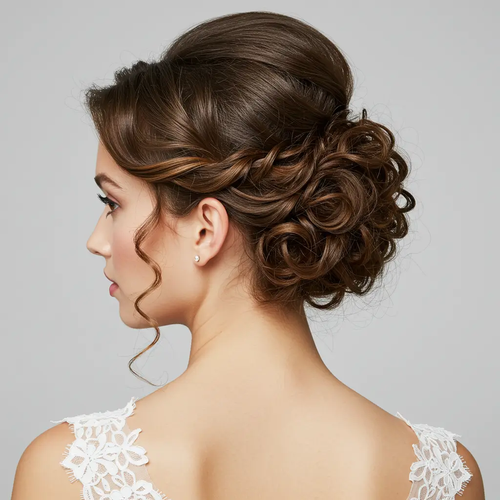 Asymmetrical Curly Updo