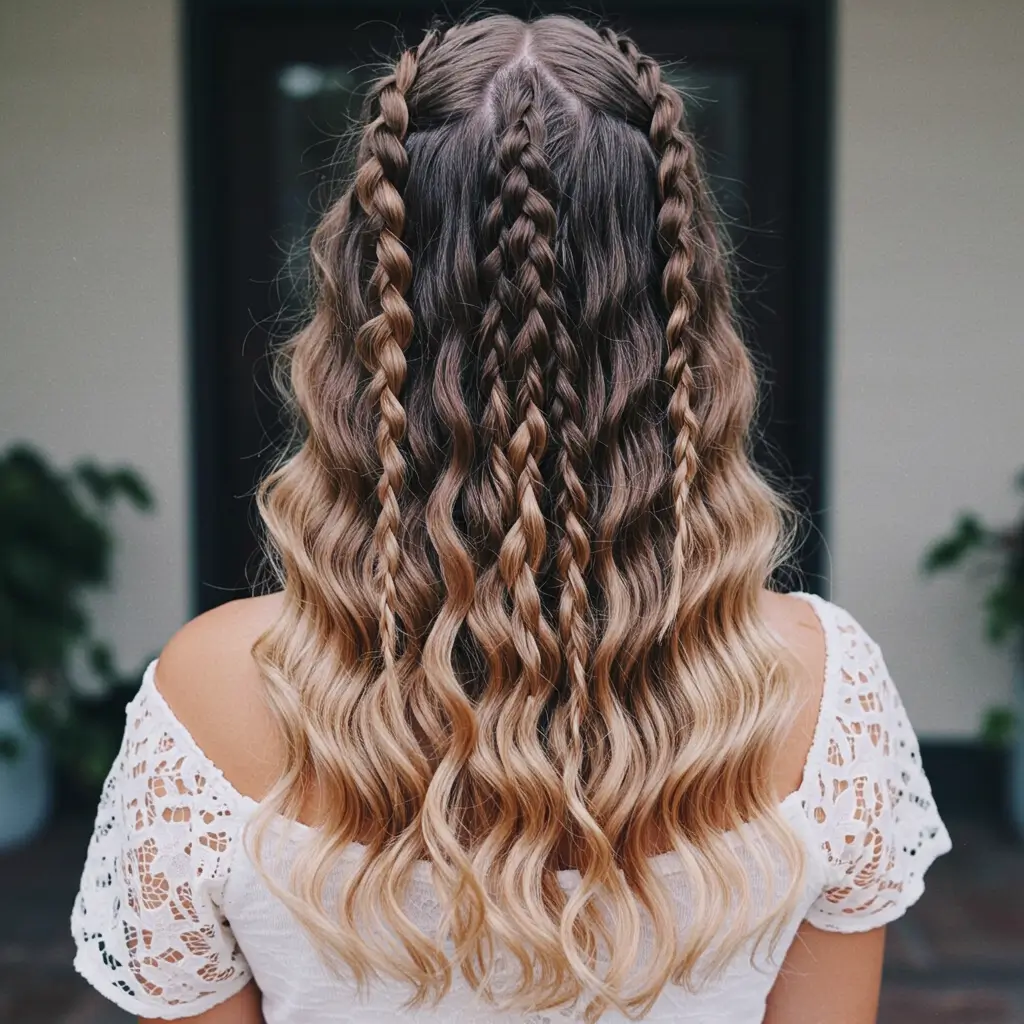 Bubble Braids with Loose Waves