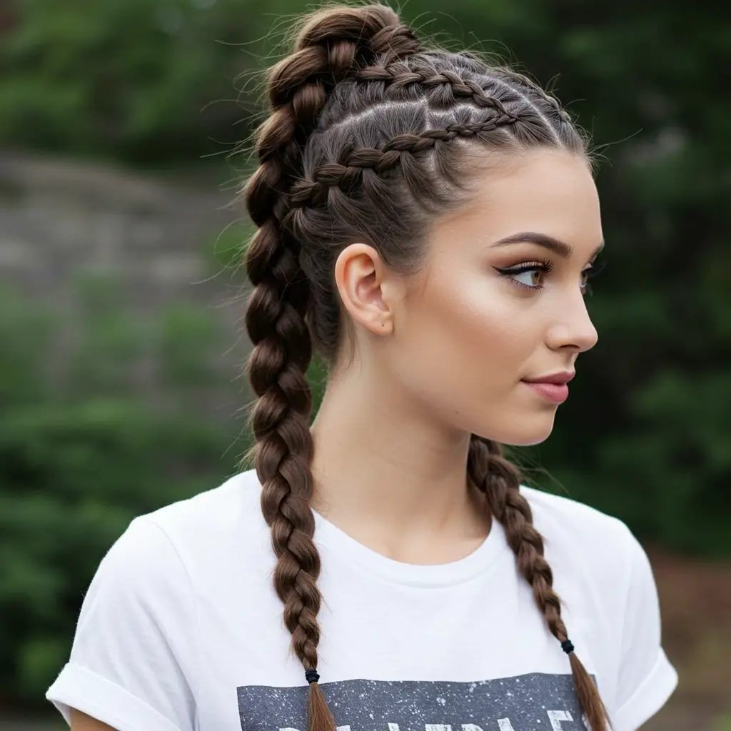 Bubble Braids with Ponytails