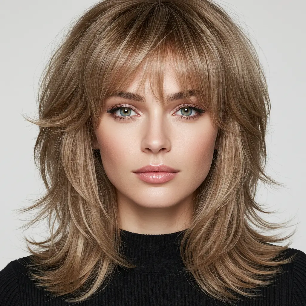 Feathered Layers with Curtain Bangs