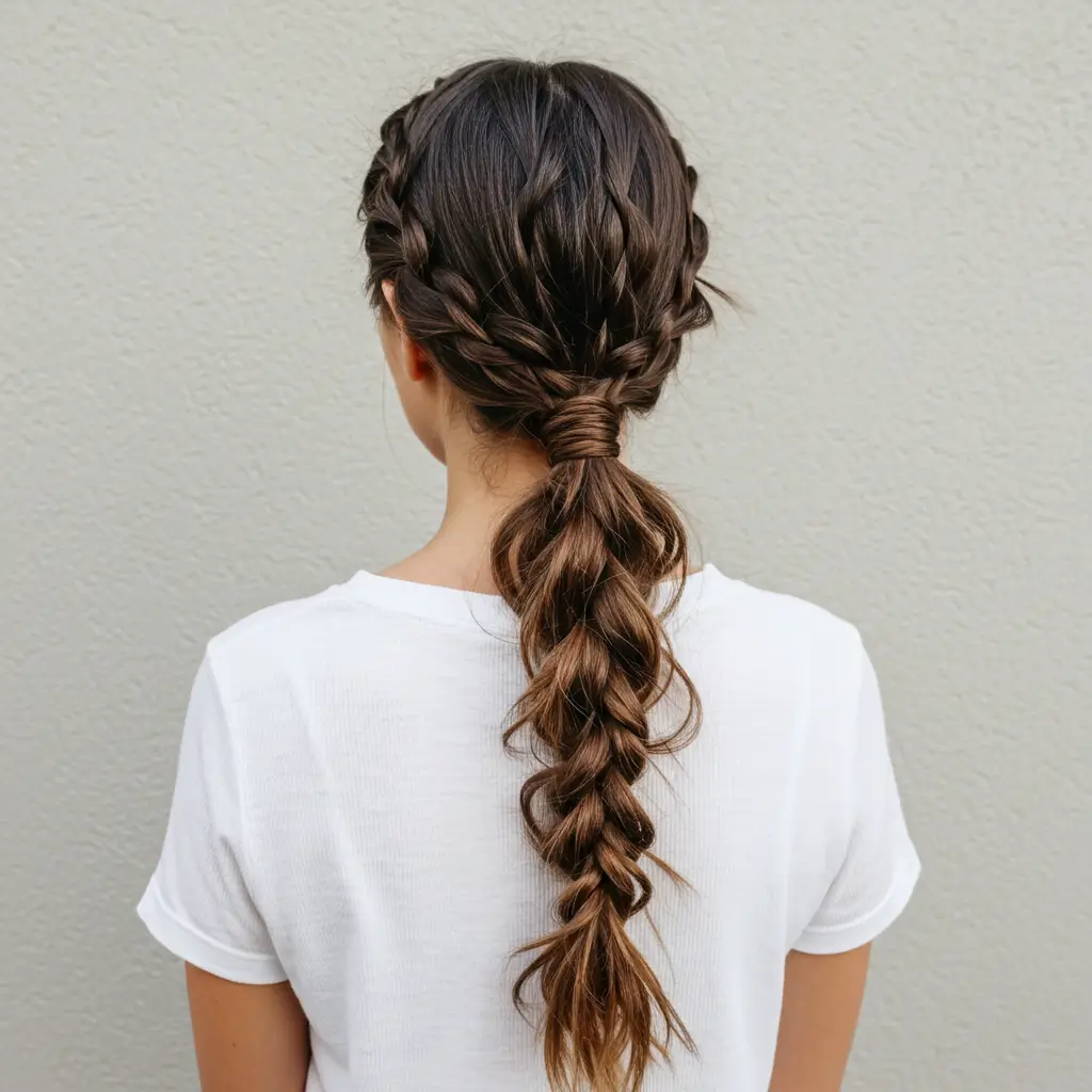 Half-Up Bubble Braid Styles