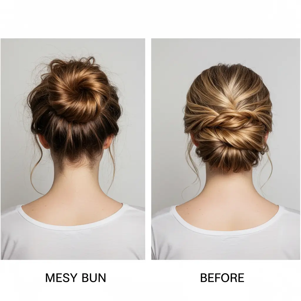 Messy Bun to Polished Updo Glow-Up