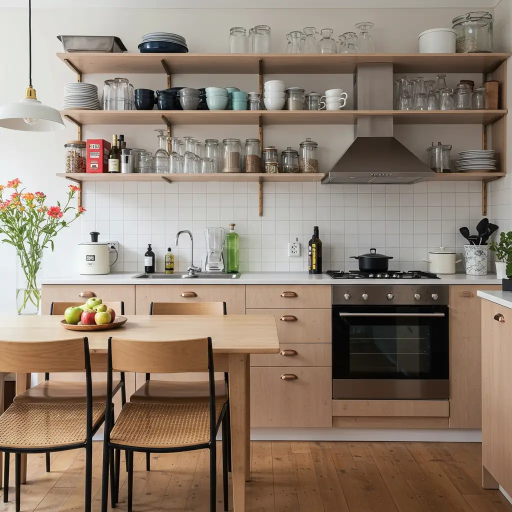 Open Shelving in Kitchens and Living Areas