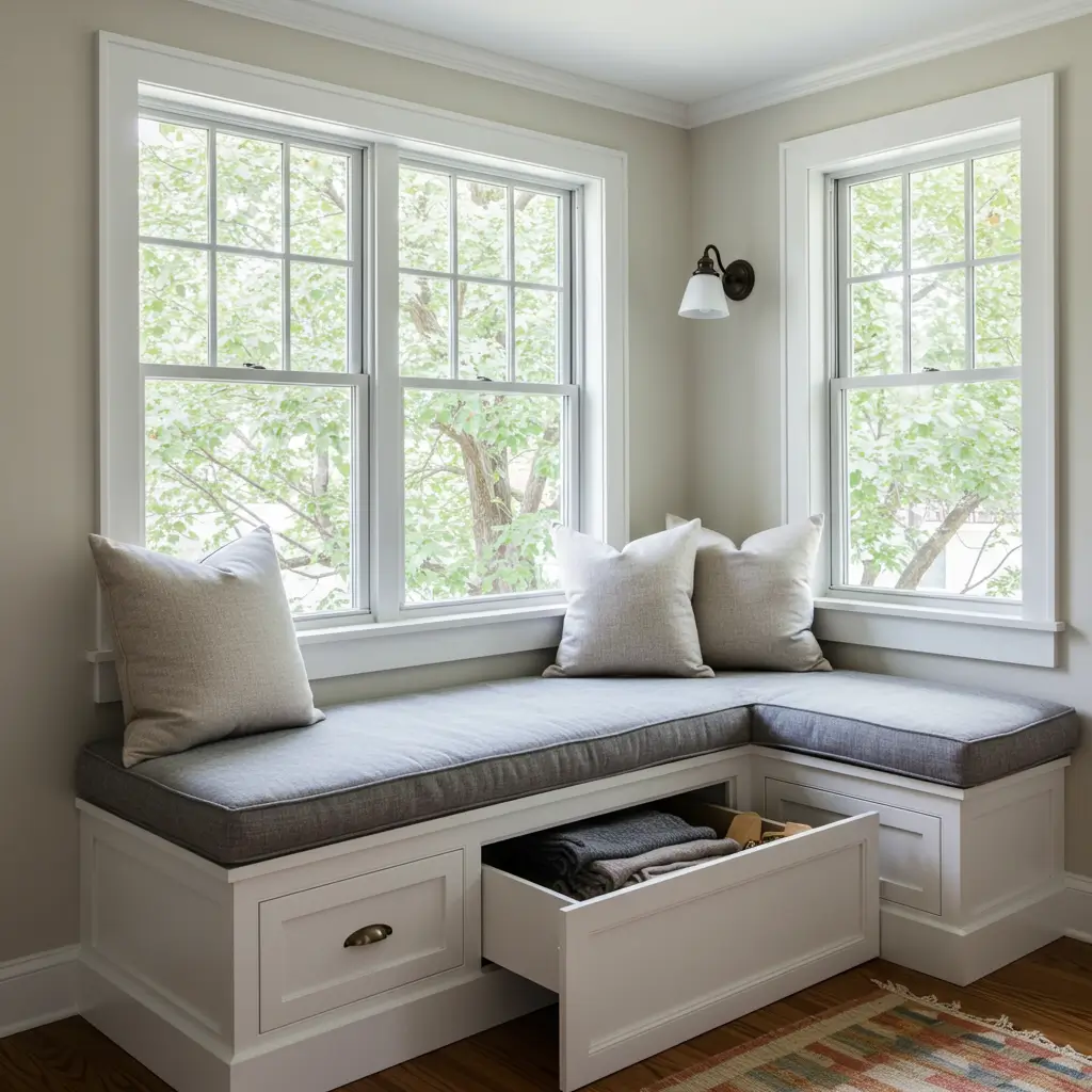 Window Seating with Hidden Storage